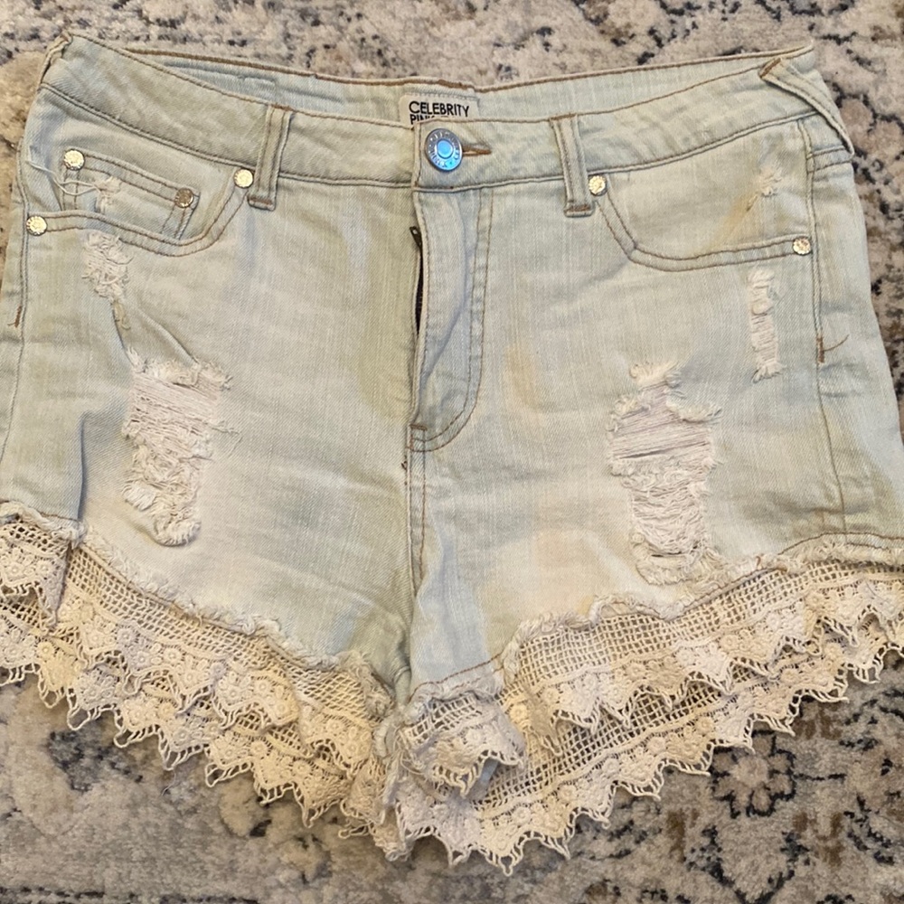 Celebrity pink Jean shorts